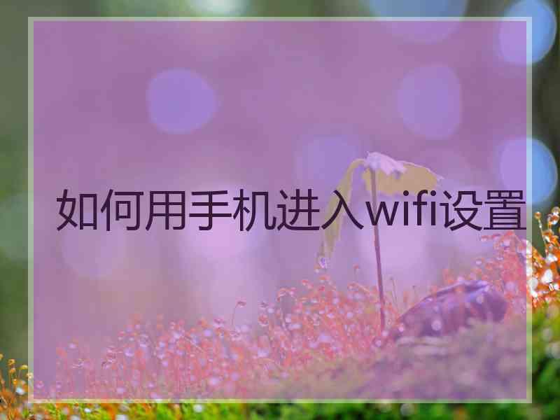 如何用手机进入wifi设置